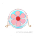 Laser Clear Chain Sling Bag Cute Flower Jelly PVC Transparent Crossbody Bag for Girls Kids